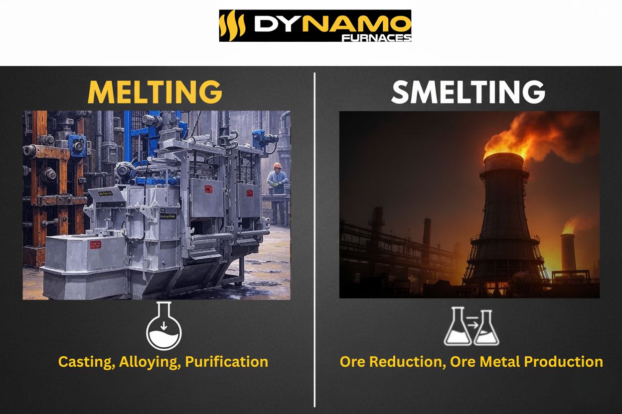 The comparison between melting and smelting